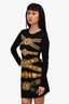 Versus Versace Black Belt Printed Stud Embellished Mini Dress Size S