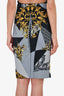 Versace Blue Graphic Printed Pencil Skirt Size 40