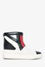 Pre-Loved Chanel™ White/Black/Red Leather Quilted Ankle Boots Size 37