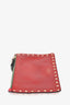 Valentino Red/Pink Studded Zip Pouch (As Is)