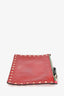 Valentino Red/Pink Studded Zip Pouch (As Is)