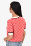 Gucci Red/White knit 'GG' Short Sleeve Top Size L