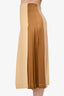 Celine Brown/Yellow Silk Pleated Midi Skirt Size 36