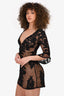 For Love & Lemons Black Lace V-Neck Mini Dress Size M