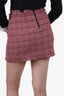 Pinko Pink Tweed Leather Pocket Mini Skirt Size 40