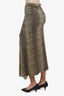 Class Roberto Cavalli Green Snakeskin Print Midi Skirt Size 40