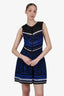 Roberto Cavalli Blue/Black Patterned Sleeveless Dress Size 44