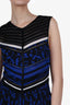 Roberto Cavalli Blue/Black Patterned Sleeveless Dress Size 44