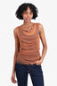 Rozae Nichols Orange Mesh Beaded Sleeveless Top Size M