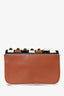 Fendi Brown Leather/Blue Calfhair Fur 3 Baguette Crossbody Bag