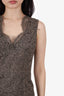 Burberry Olive Green Lace Sleeveless Mini Dress Size 2