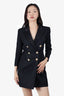 Balmain Black Silk Woven Blazer Dress Size 34