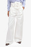 Celine by Phoebe Philo Pre-Fall '18 Cream Denim Oversized Pillow Buckle Belted Trousers Size 34