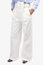 Celine by Phoebe Philo Pre-Fall '18 Cream Denim Oversized Pillow Buckle Belted Trousers Size 34