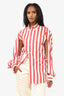 Balenciaga 2016 Red/White Striped Button-Down Top Size 40