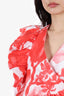 Kiki Vargas White/Pink Floral Ruffle Sleeveless Top Size  M