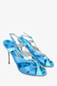 Manolo Blahnik Blue Stain Peep Toe Sandals Size 38