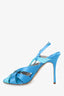 Manolo Blahnik Blue Stain Peep Toe Sandals Size 38
