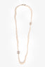 Pre-Loved Chanel™ Gold Toned Faux Pearl Crystal CC Necklace