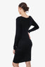 Gucci By Tom Ford Black Open Front Midi Dress Size XS