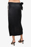 Dries Van Noten Black Multicolour Pattern Silk Midi Skirt Size 36