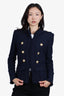 Balmain Navy Tweed Gold Button Jacket Size 36