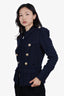 Balmain Navy Tweed Gold Button Jacket Size 36