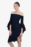 Milly Navy Ruffle Sleeve Off The Shoulder Midi Dress Size 2