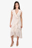 Zimmermann Cream Polka Dot Ruffle Midi Wrap Dress with Slip Size 0