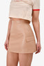 MSGM Beige Faux Leather Front Pocket Mini Skirt Size 38