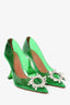 Amina Muaddi Green PVC Begum Pump Size 37