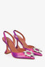 Amina Muaddi Purple Begum Leather Slingback Pumps Size 37