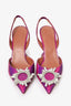 Amina Muaddi Purple Begum Leather Slingback Pumps Size 37