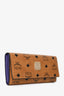 MCM Brown Monogram Leather Long Trifold Wallet