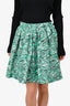 Miu Miu Green/White Arrow Printed Nylon Skirt Size 42