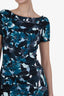 Erdem Black/Blue Floral Print Midi Dress Size 6