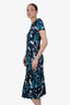 Erdem Black/Blue Floral Print Midi Dress Size 6