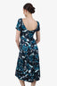 Erdem Black/Blue Floral Print Midi Dress Size 6