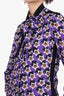 Emanuel Ungaro Purple Star Print Blouse with Tie Size 4