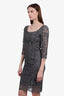 Dolce & Gabbana Grey Lace Midi Dress With Slip Size 40