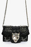 Philipp Plein Black Leather Crystal Embellished Crossbody