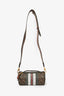 Burberry Brown/White ‘TB’ Embossed Leather Barrel Bag with Strap