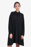 Balenciaga Black/White Logo Pattern Tie Front Silk Mini Dress Size 38