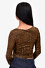 Versace Brown Patterned Ring Detail Blouse Size 38