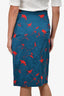 Dries Van Noten Blue/Red Floral Print Skirt Size 34