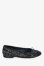 Pre-Loved Chanel™ Black/Gold Tweed CC Trimmed Ballet Flats Size 40.5