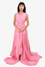 Oscar De La Renta Pink Crinkled Pleated Dress Size 8