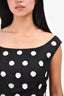 Oscar De La Renta Black Silk Sequin Polka Dot Peplum Top Size 8