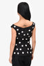 Oscar De La Renta Black Silk Sequin Polka Dot Peplum Top Size 8