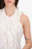 Oscar De La Renta White Eyelet Embroidered Sleeveless Button-Up Top Est. Size S